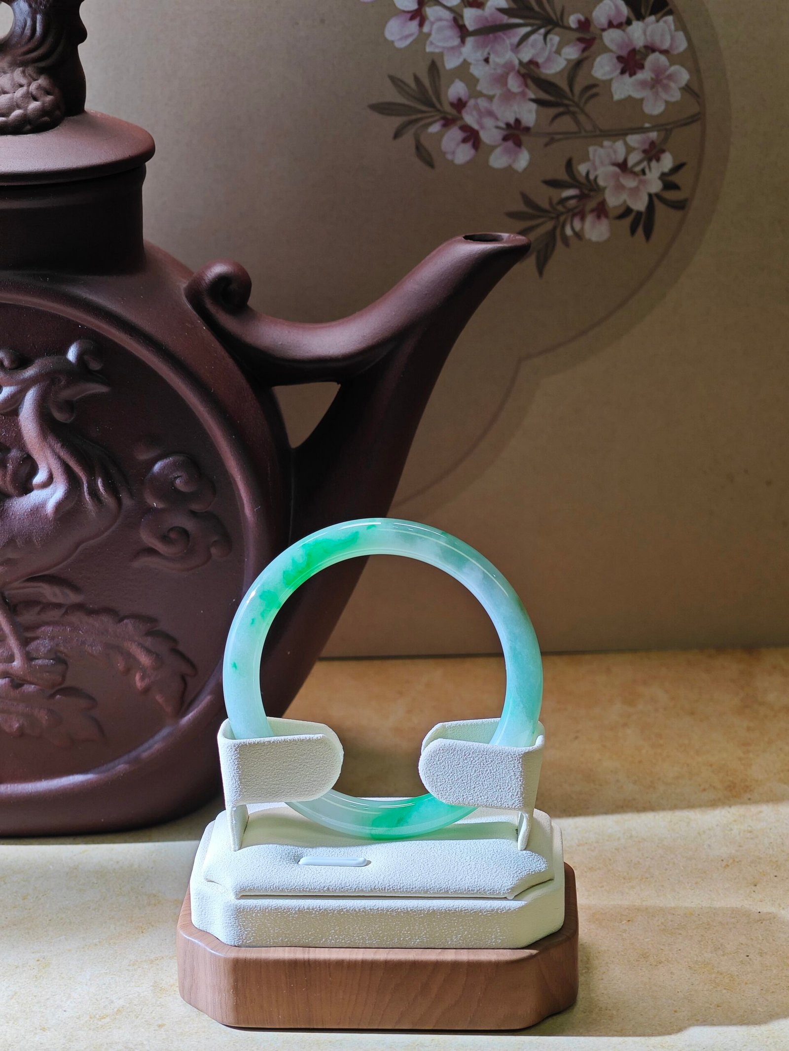 Misty‑Green Dew Jadeite Bangle