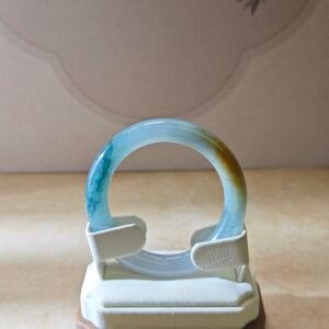 Blue‑Mist Gilded Jadeite Bangle